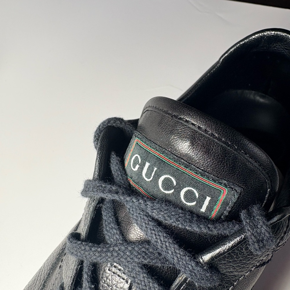 Gucci Black Leather Men's Sneakers men's size 10 - Picture 9 of 14